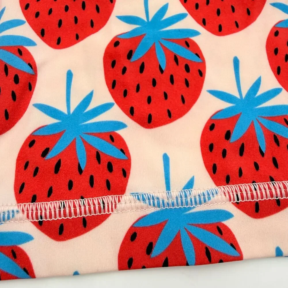 Hanna Andersson Strawberry Print Mixie Rash Guard Swimsuit, Size 8